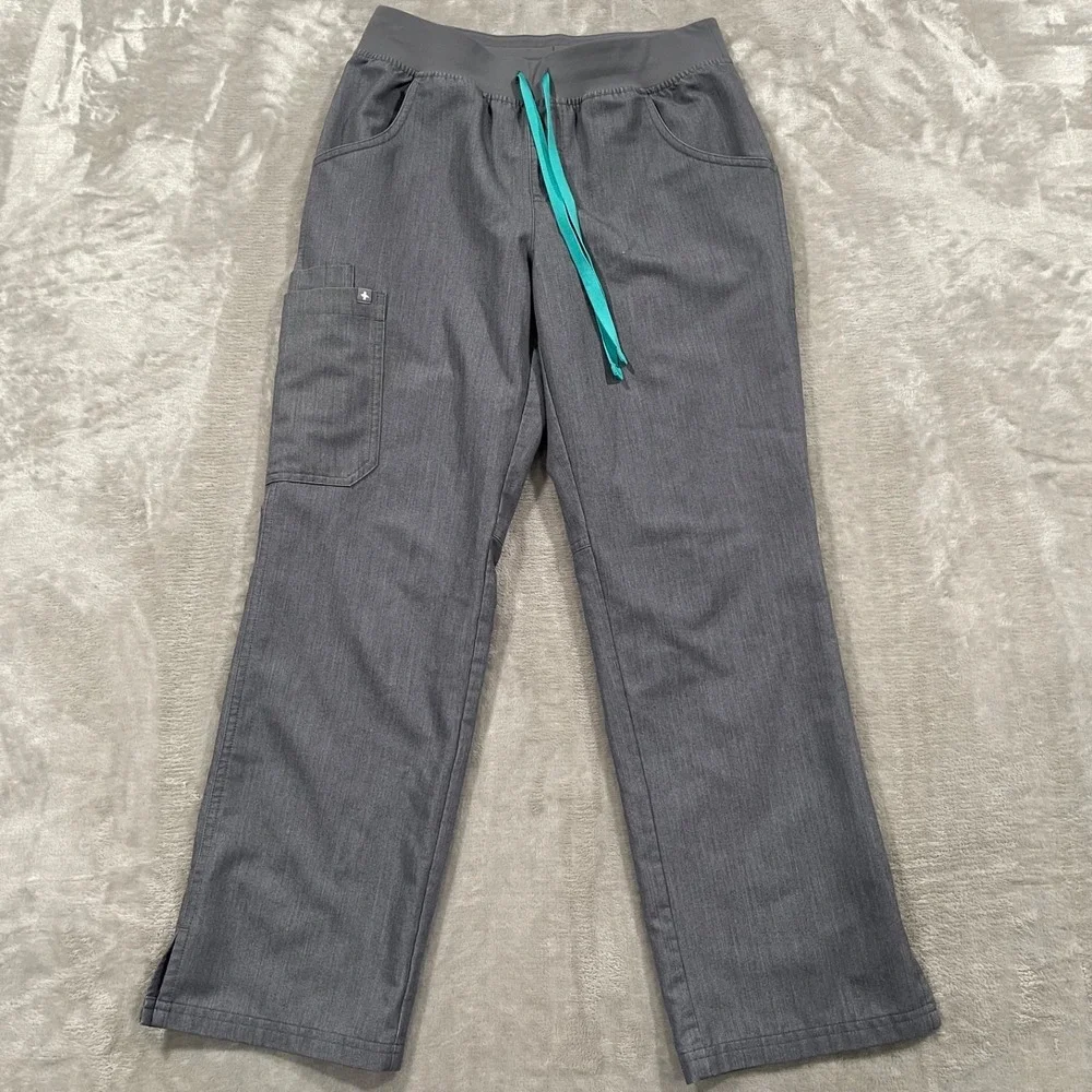 Figs Kade Scrub Pants Womens Small Gray Cargo Technical Collection Stretch